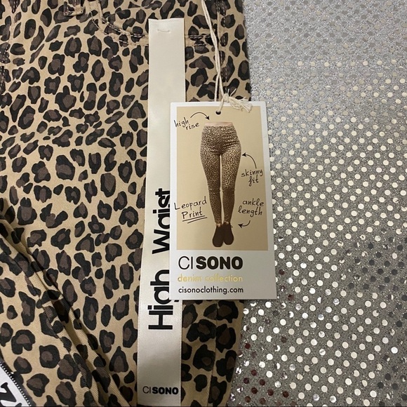 𝅺nwt CI SONO leopard Jeans Sz 7 skinny - Picture 4 of 6